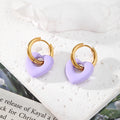 Gold Tone Acrylic Heart Hoop Earrings in Six Colors view 6