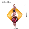 Pink Red Square Geometric Crystal Two Designs Metal Brooch Pin view 2