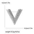 Crystal Letter V Brooch In 2 Styles With Polished Metal Details view 7