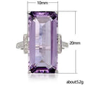 Purple Rectangular Stone Silver Tone Cocktail Ring Sizes 6-10 view 3