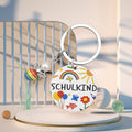 Schulkind Round Wooden Keychain Rainbow Bee Charm Disc view 3