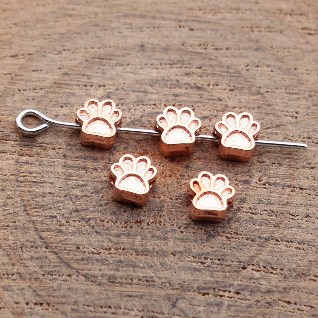 5.3x5x3mm 0.27g Multicolor Zinc Alloy Dog Paw Loose Metal Beads for Bracelet Necklace Jewelry Making