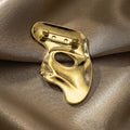 Abstract Half Mask Brooch in Polished Metal for Jackets and Scarves view 3