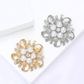 Pearl Floral Brooch with Sculpted Gold or Silver Scrolls view 2