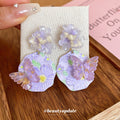 Purple Floral Butterfly Statement Stud Earrings Statement Jewelry view 2