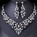 Black Silver Tone Green Pearl Leaf Cluster Crystal Pearl Look Seven Designs Metal Necklace view 12