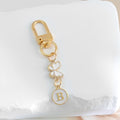 Enamel Butterfly Initial Letter Charm Keychain in White and Pink view 6