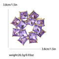 Square Crystal Circular Brooch Gold Tone Green Or Purple view 4