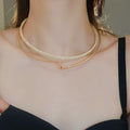 Gold Tone Sculptural Collar Necklaces in Two Designs view 2