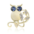 Gold Owl Brooch Cats Eye Body Rhinestone Eyes Two Styles view 5