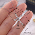 Silver Cross Pendant Necklace Baguette Round Clear CZ view 3