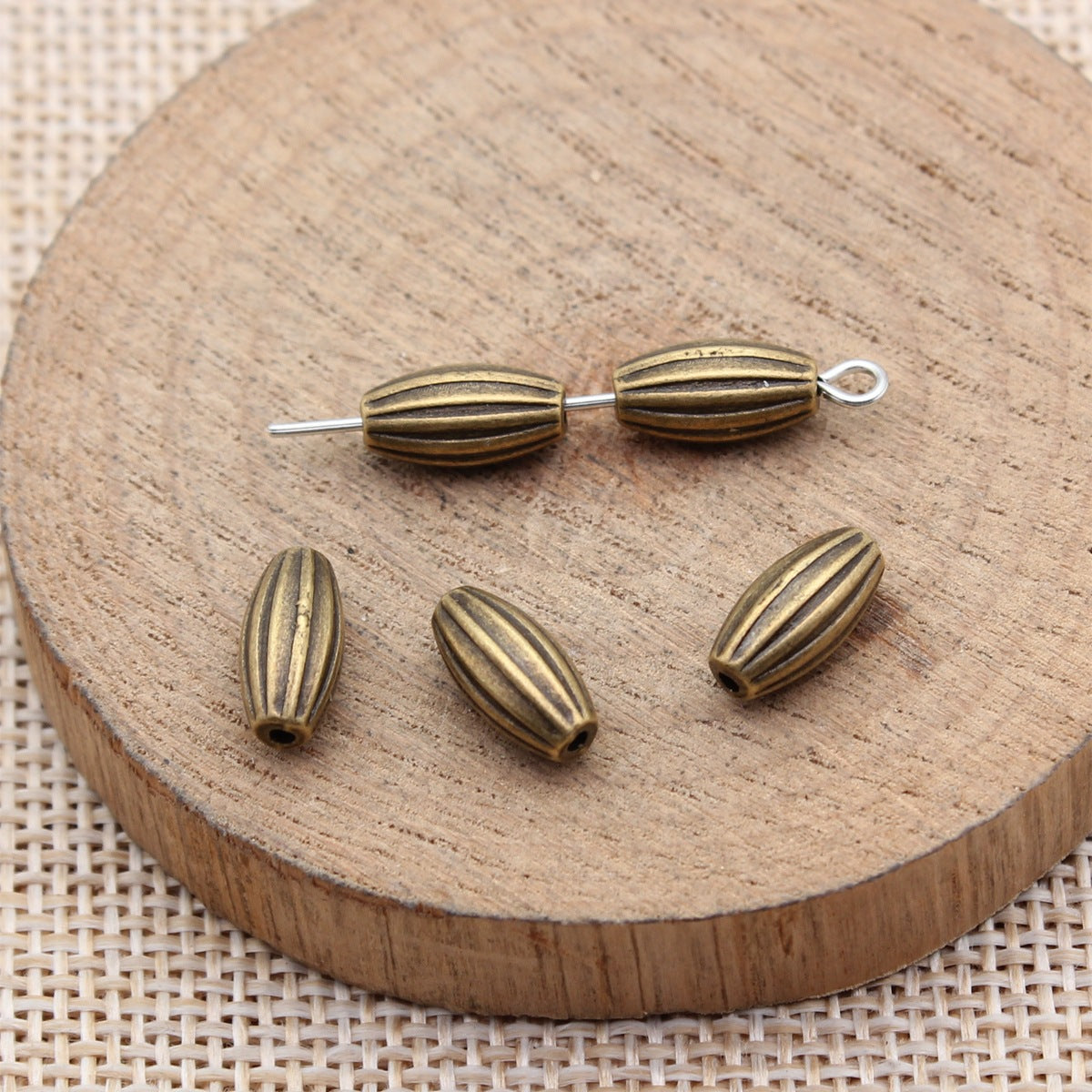 11x5.3x5.3mm 1g Multicolor Zinc Alloy Striped Spacer Beads for Bracelet Necklace Jewelry Making
