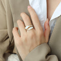 Gold Open Wave Enamel Ring Blue Gray or White Finish view 7