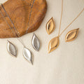 Gold and Silver Leaf Earring and Pendant Necklace Sets view 2
