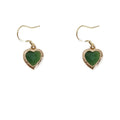 Gold-Tone Green Faceted Glass Heart Drop Hook Earrings view 5