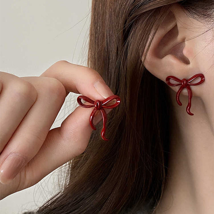 Red Bow Heart And Geometric Stud And Hoop Earrings Ten Styles
