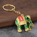 Gold Tone Metal Elephant Keychain With Color Accents, Five Styles view 4