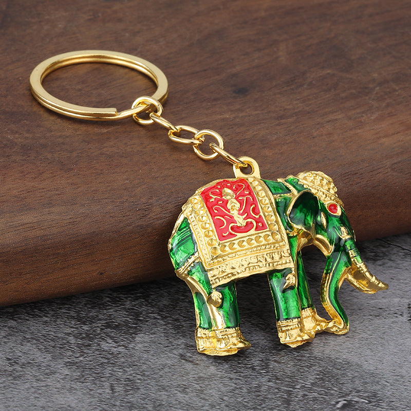 3D Battle Elephant Enamel Metal Car Keychain Gift Pendant