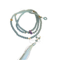 Light Blue Jade Multi Strand Tassel Disc Necklace Chain view 5
