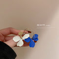 Layered Petal Drop Earrings in Brown White and Blue view 7
