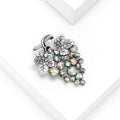 Silver Tone Grape Cluster Brooch with Iridescent Round Inlays view 2
