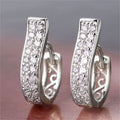 Gold Or Silver Tone Rectangular Crystal Hoop Earrings view 2