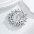 Blue White Sunflower Crystal Metal Brooch Pin for Jackets and Lapels view 3