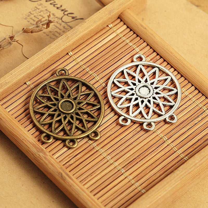 33x22mm Openwork Dreamcatcher Alloy Earring Connector Pendant