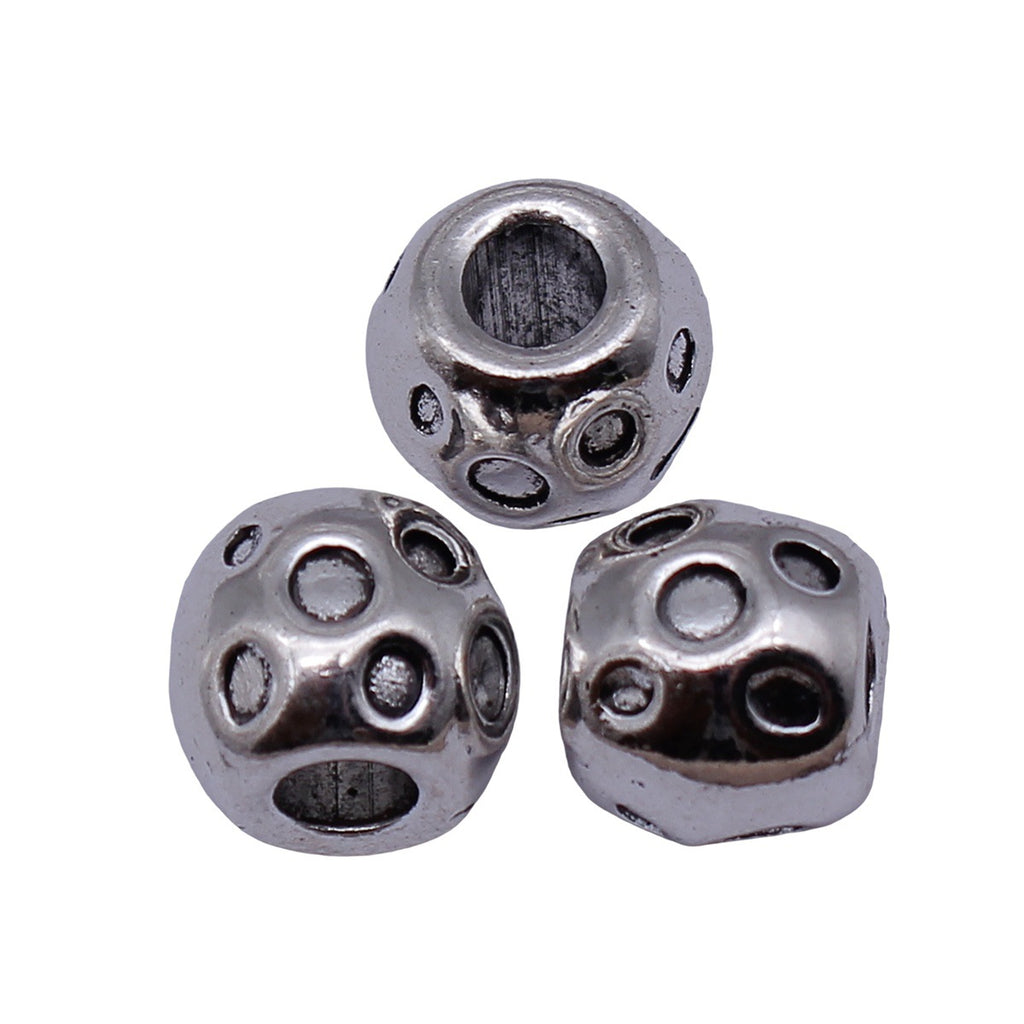 12x12x10mm 3.8g Antique Silver Zinc Alloy Concave Dot Large Hole Spacer Beads for Bracelet Jewelry Making
