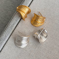Brushed Layered C Stud Earrings In Gold And Silver view 1