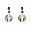 Brown Leopard Print Disc Drop Earrings in Two Cutout Styles view 5