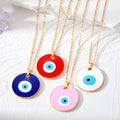 Gold Tone Oversized Round Evil Eye Pendant Necklaces view 1