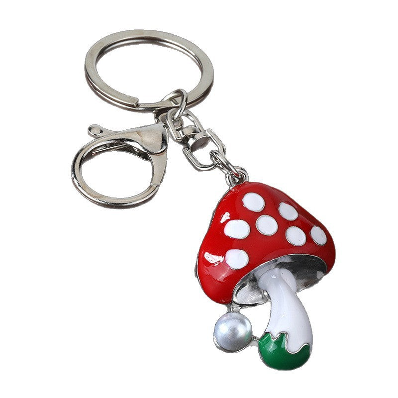 Colorful Mushroom Enamel Keychain Small Metal Bag Charm and Gift