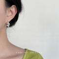 Silver Tone Gray White Pearlescent Grape Cluster Stud Earrings view 2