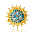 Radiant Blue Crystal Sunburst Lapel Brooch in Gold Tone view 5
