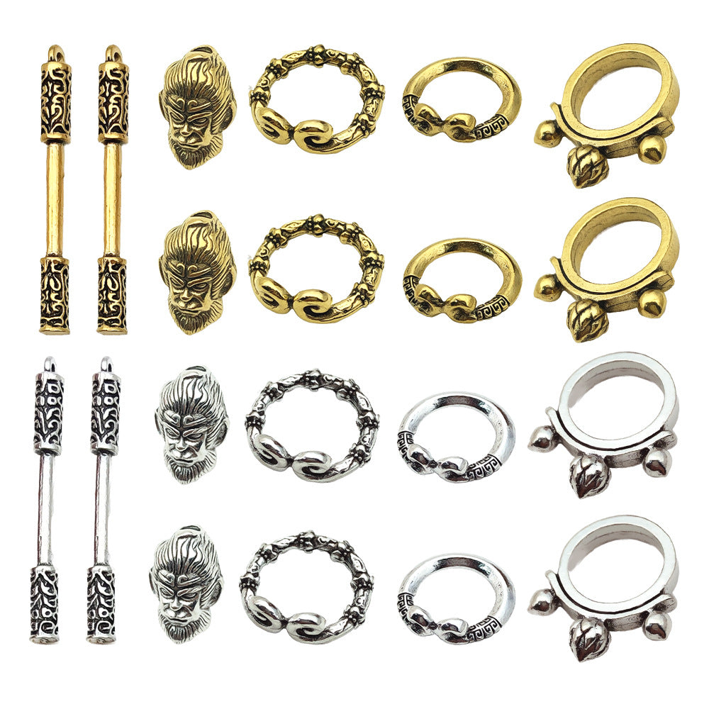 Zinc Alloy Monkey King Staff Ring Hoop Charm Pendant for DIY Bag Keychain Jewelry