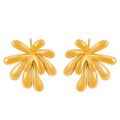Gold Firework Burst Petal Stud Earrings Polished Metal Finish view 5