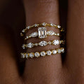 Mixed-Cut Clear Stone Four-Ring Stack Set In Polished Gold Tone view 3