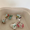 Silver Open Cluster Mint Chip Pearl Crystal Ring Style view 3