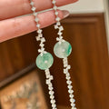 Silver Crystal Tennis Bracelet Round Jade Disc Flower 2 Colors view 1