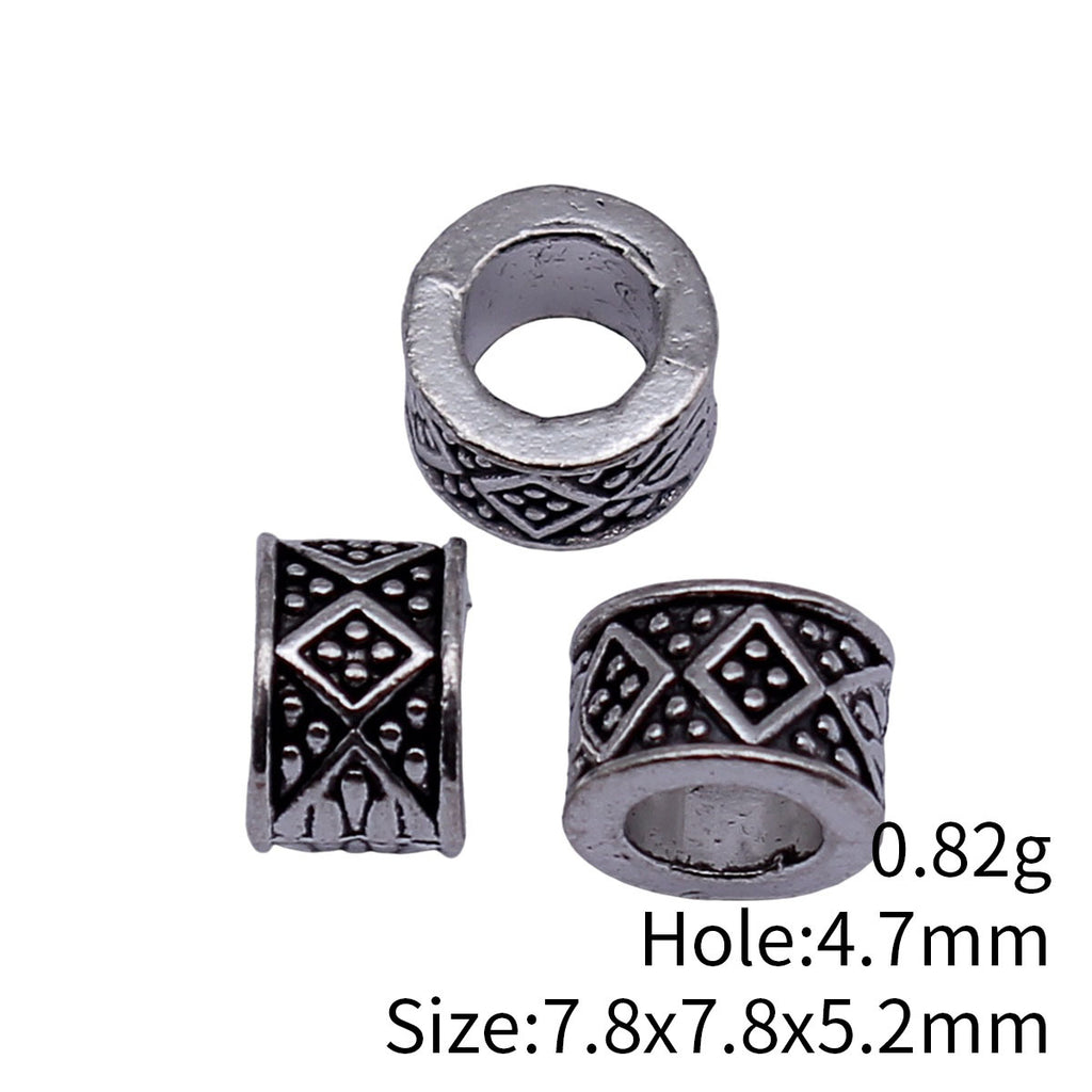 7.8x7.8x5.2mm 0.82g Multicolor Zinc Alloy Geometric Diamond Pattern Large Hole Spacer Beads for Bracelet Making