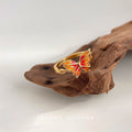Gold Tone Red Orange Butterfly Open Adjustable Ring For Women view 3