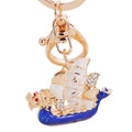 Dragon Sailboat Keychain with White Sails and Jeweled Enamel Hull view 5