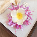 Plumeria Fabric Flower Duckbill Hair Clips Seven Colors view 12