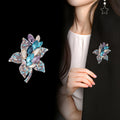 Aqua Red Floral Bouquet Two Designs Metal Brooch Pin view 4