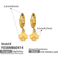Crystal Four Leaf Flower Drop Hoop Earrings in Three Gold Tone Designs view 8