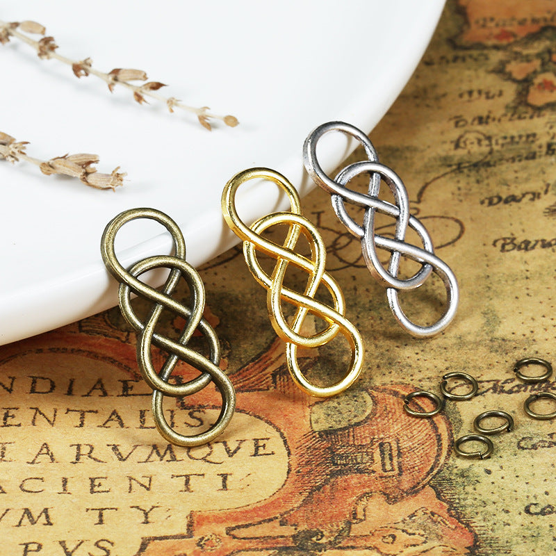 32×12mm Double Figure-8 Alloy Connector Charm for Bracelets