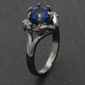 Black Dual Dragon Head Claw Ring with Colored Center Stone view 2
