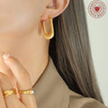 U-Shaped Ribbed Geometric Hoop Earrings Gold Or Steel view 3
