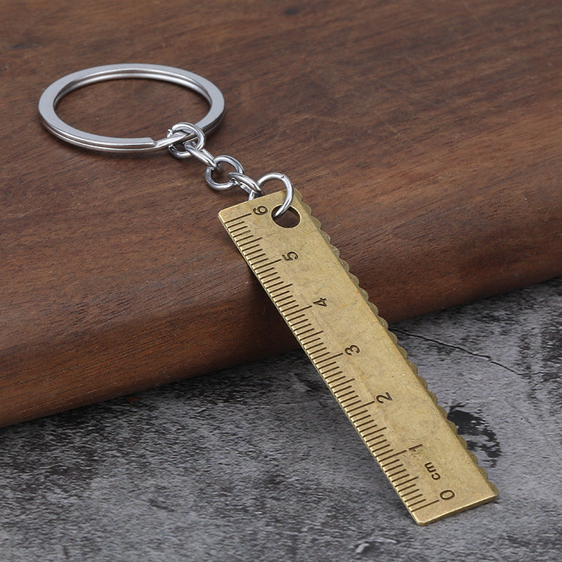 Mini Ruler Zinc Alloy Measuring Tool Keychain Pendant
